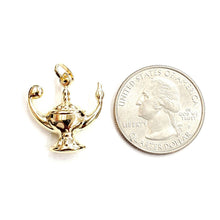 Load image into Gallery viewer, New 14k yellow Gold 3D hollow Genie lamp Aladdin charm pendant fine jewelry 1.8g
