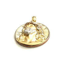 Load image into Gallery viewer, 14k multi color gold jesus face head pendant charm religious fine jewelry 2.7g
