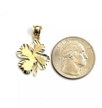 Load image into Gallery viewer, New 10k yellow Gold clover leaf lucky Pendant fine gift jewelry diamond cut 2g
