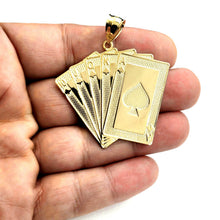 Load image into Gallery viewer, 14k yellow Gold royal flush spade A K Q J 10 poker cards Pendant jewelry 9.3g
