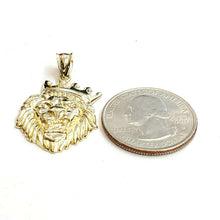 Load image into Gallery viewer, 10k yellow Gold lion head face crown Leo zodiac Pendant charm fine jewelry 2.6g
