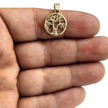 Load image into Gallery viewer, 10k Yellow gold round tree of life lucky pendant charm fine Jewelry gift 1.3g
