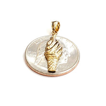 Load image into Gallery viewer, 14k yellow Gold ice cream cone summer pastry Pendant charm fine jewelry 1.4g
