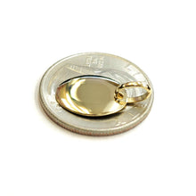 Load image into Gallery viewer, 14k Yellow Gold solid tiny oval name tag engravable Pendant charm shiny 1.5g

