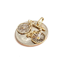 Load image into Gallery viewer, 14k Gold bicycle Pendant charm double sided sport biker gift fine jewelry 1.5g
