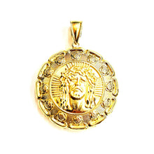 Load image into Gallery viewer, 10k yellow gold Hollow two sided Jesus &amp; virgin Guadalupe pendant 1.78" 18.8g
