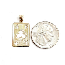 Load image into Gallery viewer, 14k yellow Gold Ace of club Pendant play card gambling gift fine jewelry 2.1g
