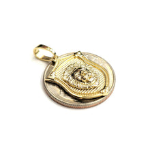 Load image into Gallery viewer, 14k yellow solid Gold lion Leo head face shield Pendant charm fine jewelry 3.7g
