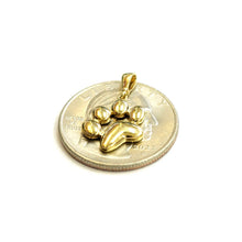 Load image into Gallery viewer, 14k yellow Gold solid Tiny dog Paw Print Pendant fine jewelry gift unisex 1.2g
