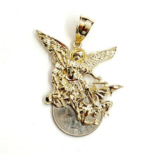 Load image into Gallery viewer, New 10k yellow gold saint Michael pendant charm fine religious gift jewelry 7g
