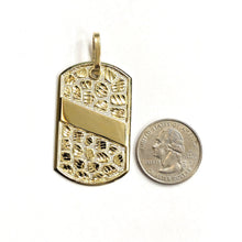 Load image into Gallery viewer, 10k yellow Gold solid men's nugget dog tag Pendant charm fine gift jewelry 8.4g
