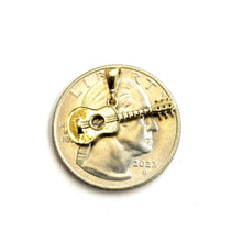Load image into Gallery viewer, 14k yellow Gold solid Tiny Guitar Pendant gift music instrument fine jewelry 0.9g
