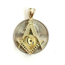 Load image into Gallery viewer, New 10k yellow Gold Freemason Masonic solid Pendant charm jewelry fine gift 2.9g
