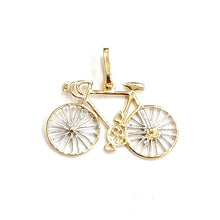 Load image into Gallery viewer, 14k Gold bicycle Pendant charm double sided sport biker gift fine jewelry 1.5g
