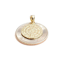 Load image into Gallery viewer, New 14k yellow Gold solid round Dart Board Pendant 0.63" gift fine jewelry 1.6g
