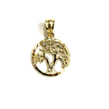 Load image into Gallery viewer, 10k Yellow gold round tree of life lucky pendant charm fine Jewelry gift 1.3g
