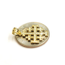 Load image into Gallery viewer, 14k Yellow gold Jerusalem Cross medal pendant charm religious fine jewelry 1.3g

