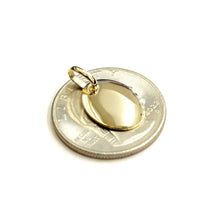 Load image into Gallery viewer, 14k Yellow Gold solid tiny oval name tag engravable Pendant charm shiny 1.5g
