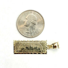 Load image into Gallery viewer, 10k yellow gold 100 dollar bill money lucky pendant charm fine jewelry 1.7g
