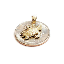 Load image into Gallery viewer, New 14k yellow gold solid 3D turtle pendant charm lucky gift fine jewelry 3.2g
