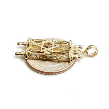 Load image into Gallery viewer, 14k yellow gold tablets of law star of David Jewish Israel torah pendant 3.1g
