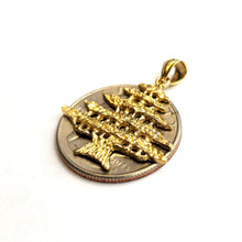 Load image into Gallery viewer, 14k yellow gold Lebanon cedar tree lucky pendant charm gift fine jewelry 2.4g
