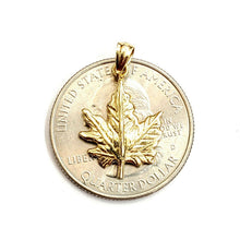 Load image into Gallery viewer, 14k yellow gold maple leaf pendant charm gift unisex fine jewelry 1.5g
