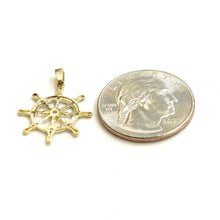 Load image into Gallery viewer, New 14k Two Tone Gold tiny Boat Wheel Nautical Sailor Pendant fine jewelry 1g
