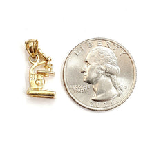 Load image into Gallery viewer, New 14k Yellow Gold 3D microscope Pendant charm science tool fine jewelry 2.3g
