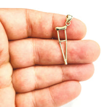 Load image into Gallery viewer, 14k yellow Gold 3D crutch handicap muleta de san lazaro Pendant fine jewelry 1.4g
