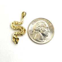 Load image into Gallery viewer, 14k yellow gold Rattle snake reptile Pendant charm diamond cut fine jewelry 1.7g
