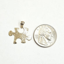 Load image into Gallery viewer, New 14k yellow Gold puzzle piece Pendant charm unisex gift fine jewelry 1.8g
