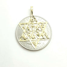 Load image into Gallery viewer, 14k yellow gold star of David 12 tribes of Israel pendant religious gift 1.2g
