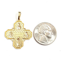 Load image into Gallery viewer, 14k 2 tone gold 4 four way saint medal pendant charm religious fine jewelry 3.7g
