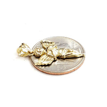 Load image into Gallery viewer, New 10k yellow Gold angel Pendant charm wings gift fine jewelry diamond cut 1.3g
