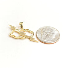 Load image into Gallery viewer, New 14k yellow gold cloud lightning bolt thunder pendant charm fine jewelry 3.1g
