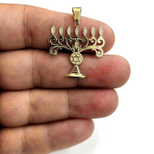 Load image into Gallery viewer, Real 14k yellow gold Menorah star of David Jewish Israel pendant religious 2.6g
