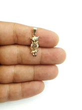 Load image into Gallery viewer, 14k yellow gold owl full body pendant charm gift fine jewelry diamond cut 1.4g
