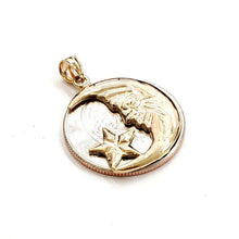 Load image into Gallery viewer, New 14k yellow gold moon and star pendant charm astronomy gift fine jewelry 2.7g

