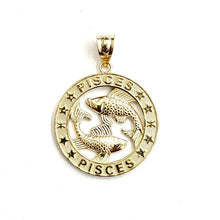 Load image into Gallery viewer, 10k yellow Gold round Pisces fish zodiac Pendant charm fine jewelry unisex 2.6g
