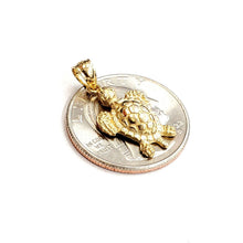 Load image into Gallery viewer, New 14k yellow gold solid turtle pendant charm lucky gift fine jewelry 2.4g
