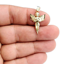 Load image into Gallery viewer, New 10k yellow Gold angel Pendant charm wings gift fine jewelry diamond cut 1.3g
