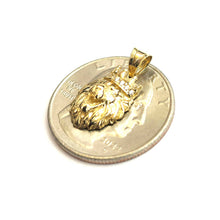 Load image into Gallery viewer, Real 14k yellow Gold tiny lion head face crown Leo zodiac Pendant charm 1.4g
