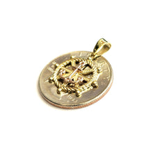 Load image into Gallery viewer, 14k Two Tone Gold tiny Boat Wheel Anchor Nautical Sailor Pendant jewelry 1.7g
