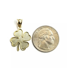 Load image into Gallery viewer, New 10k yellow Gold clover leaf lucky Pendant fine gift jewelry diamond cut 2g
