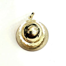 Load image into Gallery viewer, 14k yellow gold 3D SPINNING round globe planet earth world map pendant 0.75" 2.9g
