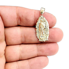 Load image into Gallery viewer, 14k yellow gold virgin Mary Guadalupe pendant diamond cut religious jewelry 3.9g
