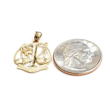 Load image into Gallery viewer, New 14k yellow Gold libra zodiac sign scale Pendant charm gift fine jewelry 1.7g
