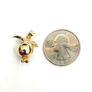 14k yellow gold 3D pomegranate Granada fruit anar pendant fine jewelry 5.1g