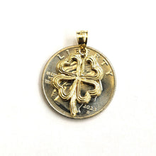 Load image into Gallery viewer, 14k yellow Gold Solid clover leaf heart lucky Pendant charm fine jewelry 2.6g
